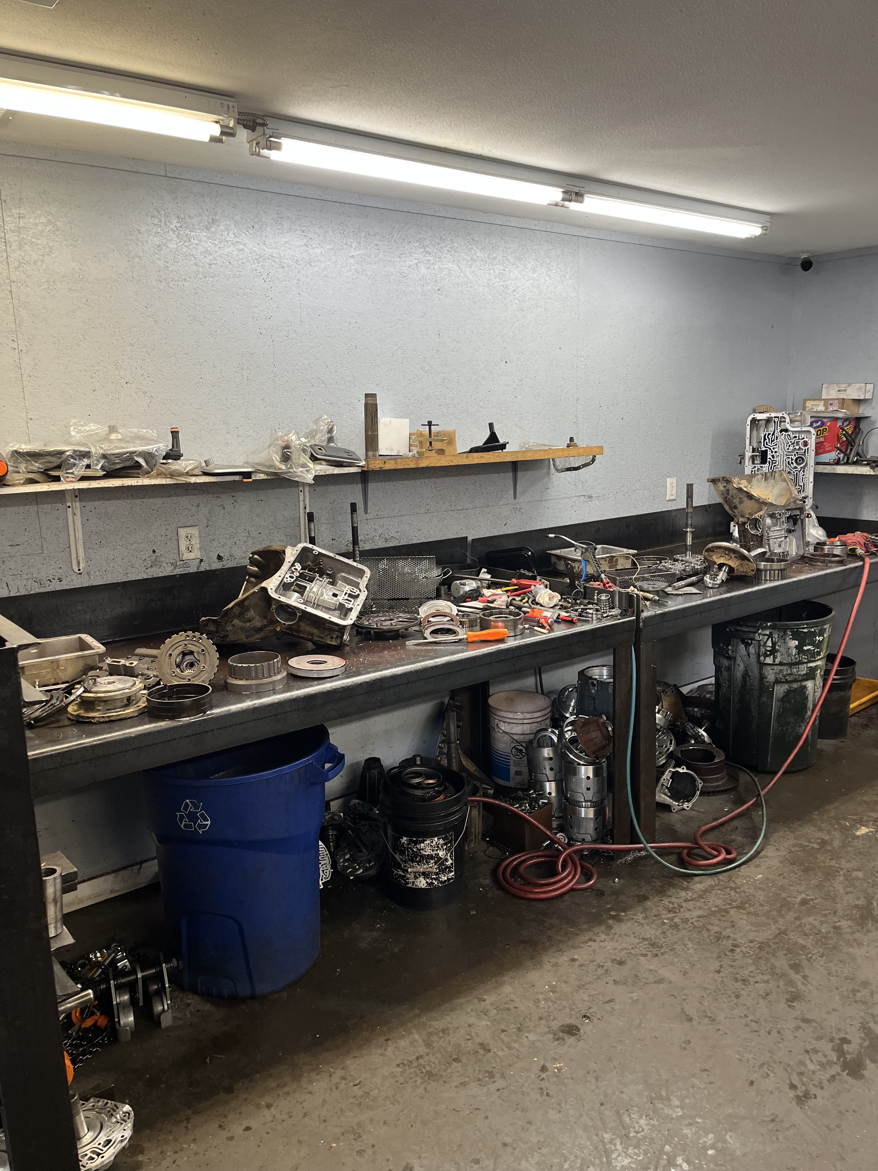 Shop bay area where transmission work is done