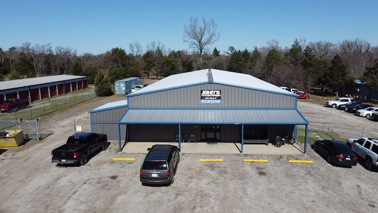 Shop bay area where transmission work is performed