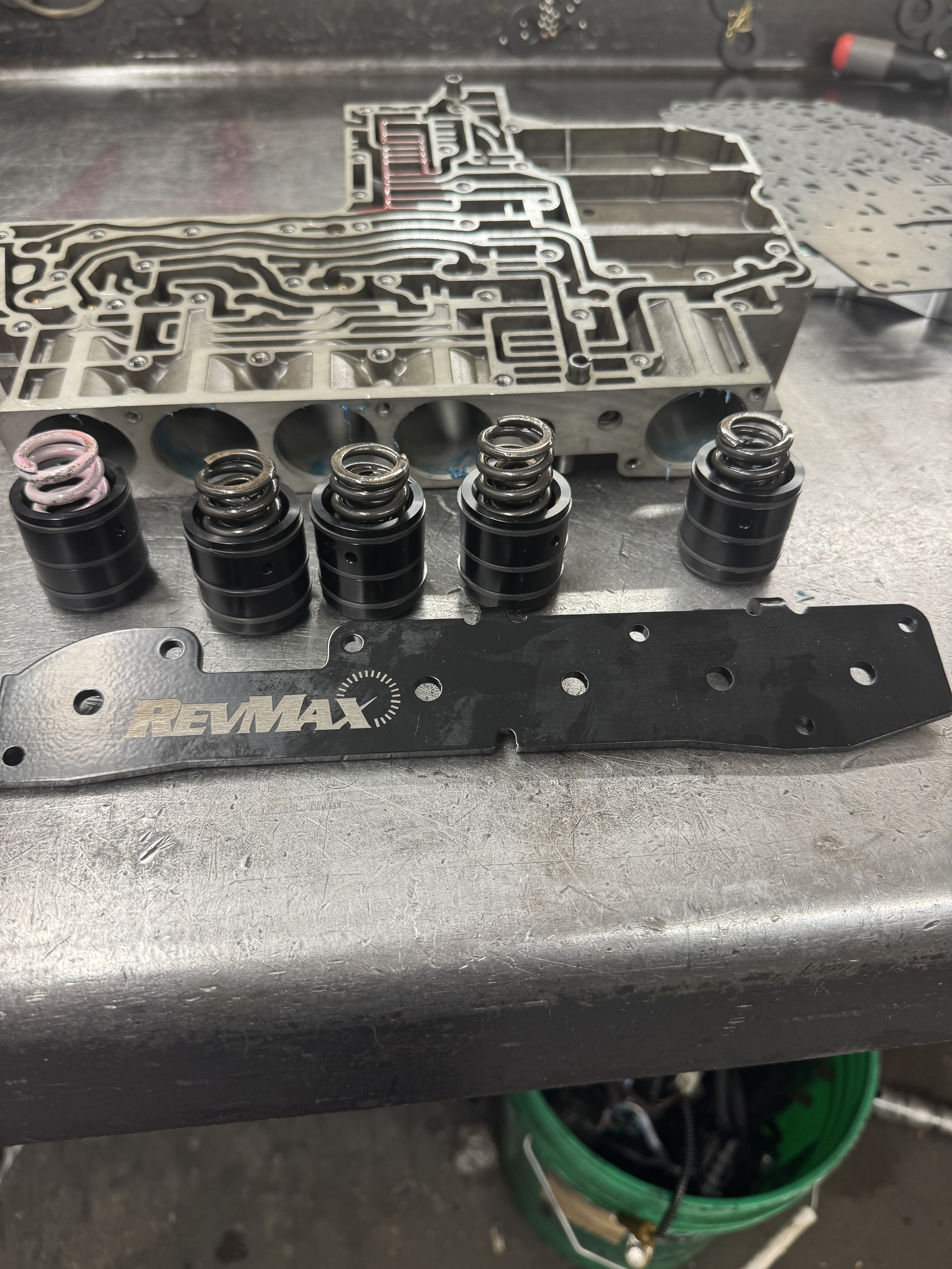 Shop bay area where transmission work is performed